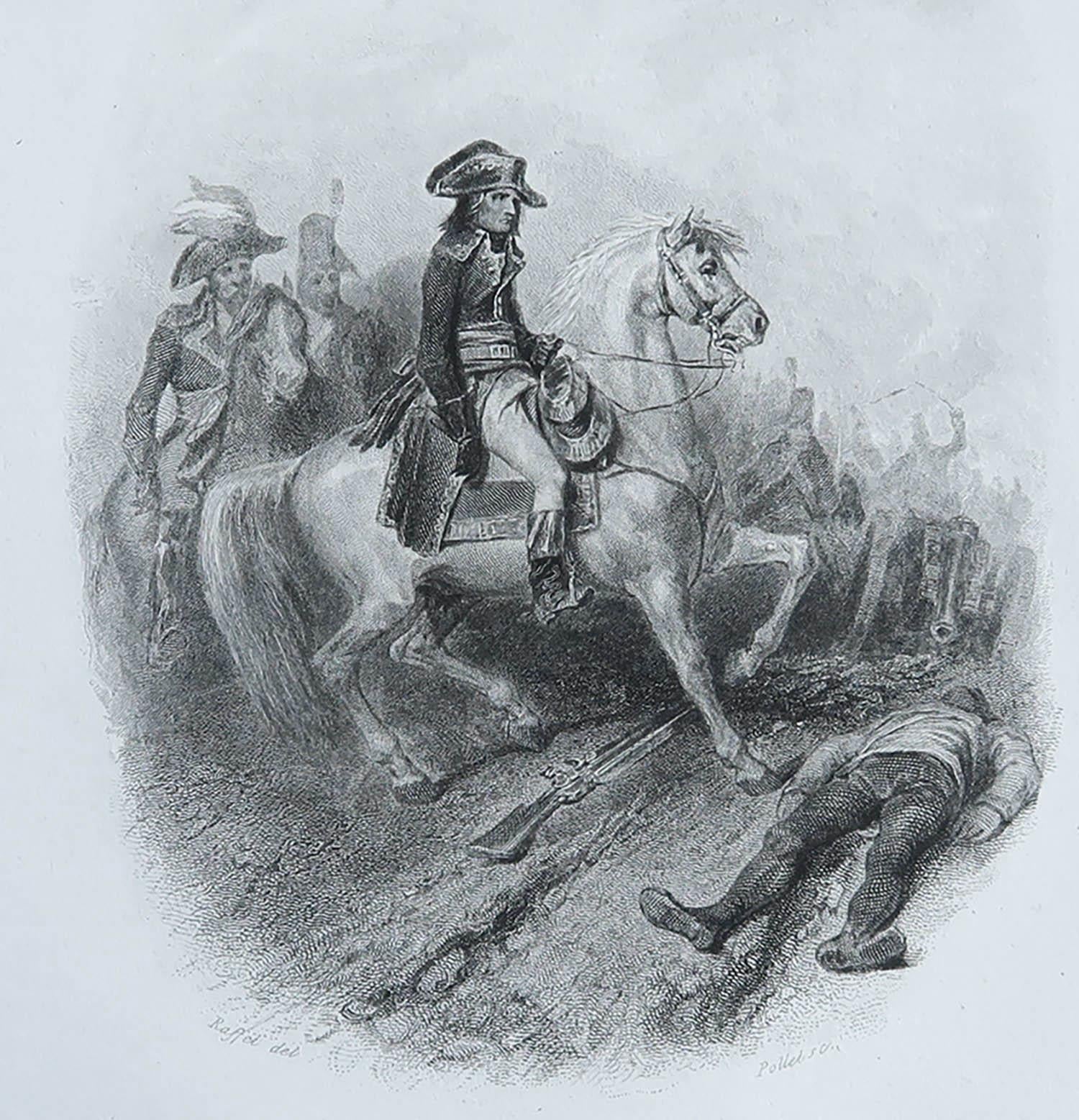 Great image of Napoleon Bonaparte 

Fine steel engraving 

Published by Pourrat, Paris circa 1850

Unframed.

The size given is the paper size