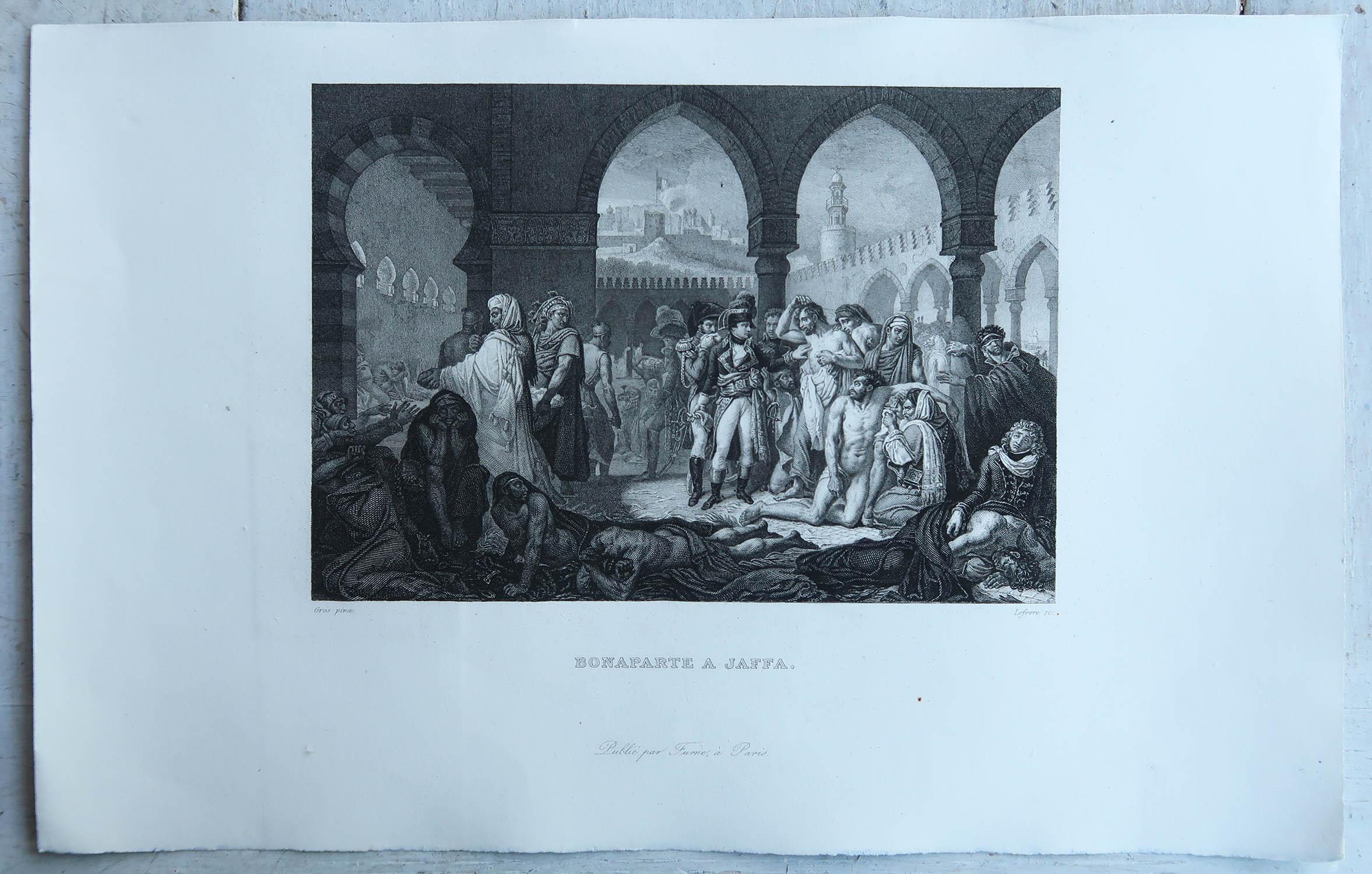 English Original Antique Print of Napoleon Bonaparte -Jaffa. Circa 1850