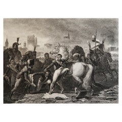 Original Antique Print of Napoleon Bonaparte - Ratisbon. Circa 1850