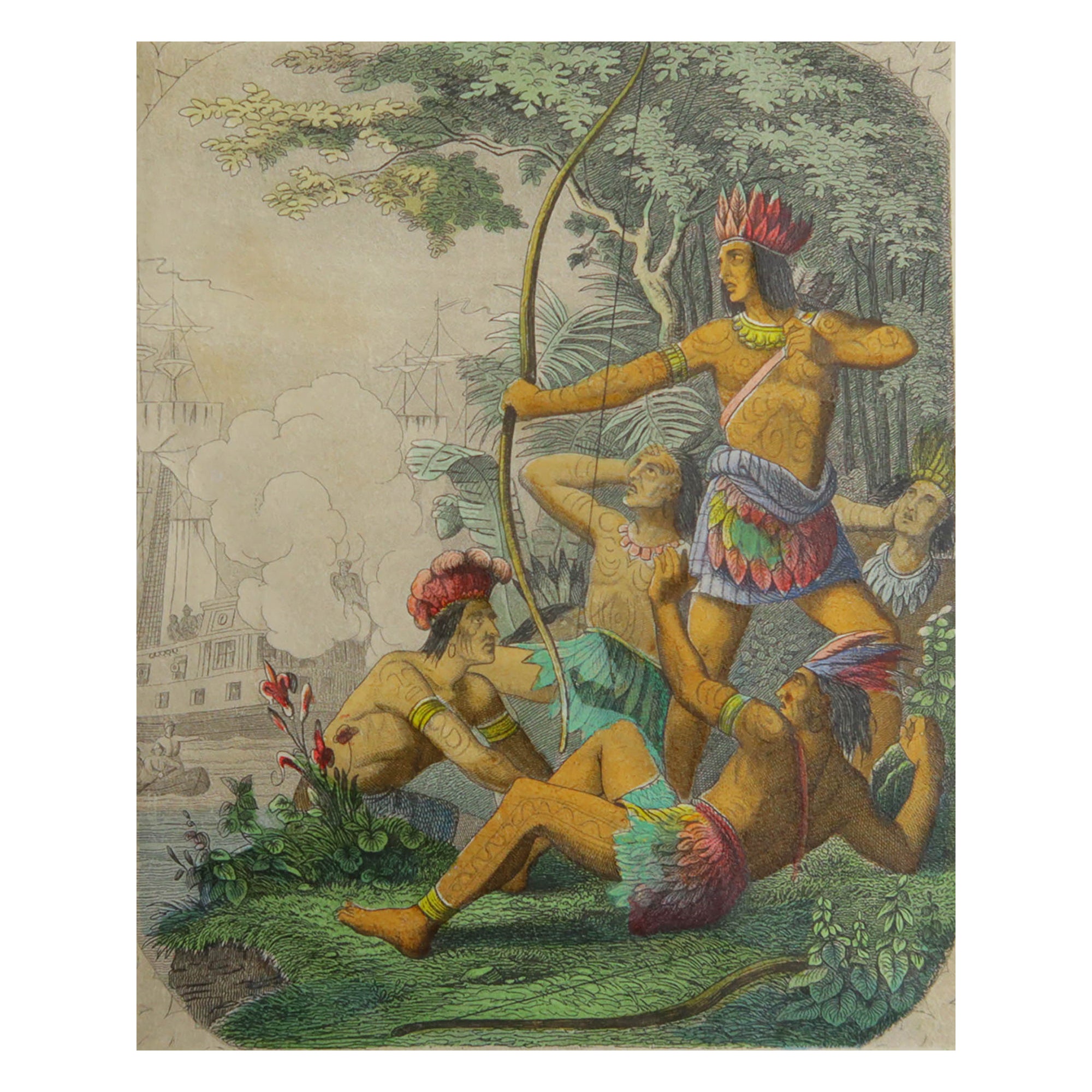 Original Antique Print of Native Americans, circa 1870