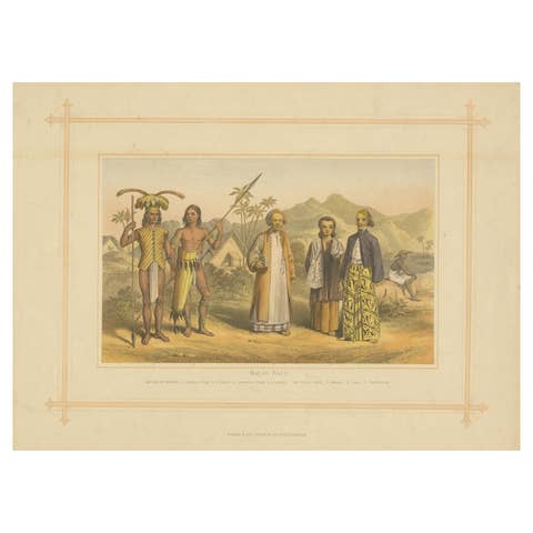 Original Antique Print of Natives of Indonesia with title Malay Race, 1882