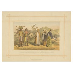 Original Antiker Druck der Indonesischen Ureinwohner mit dem Titel Malay Race, 1882