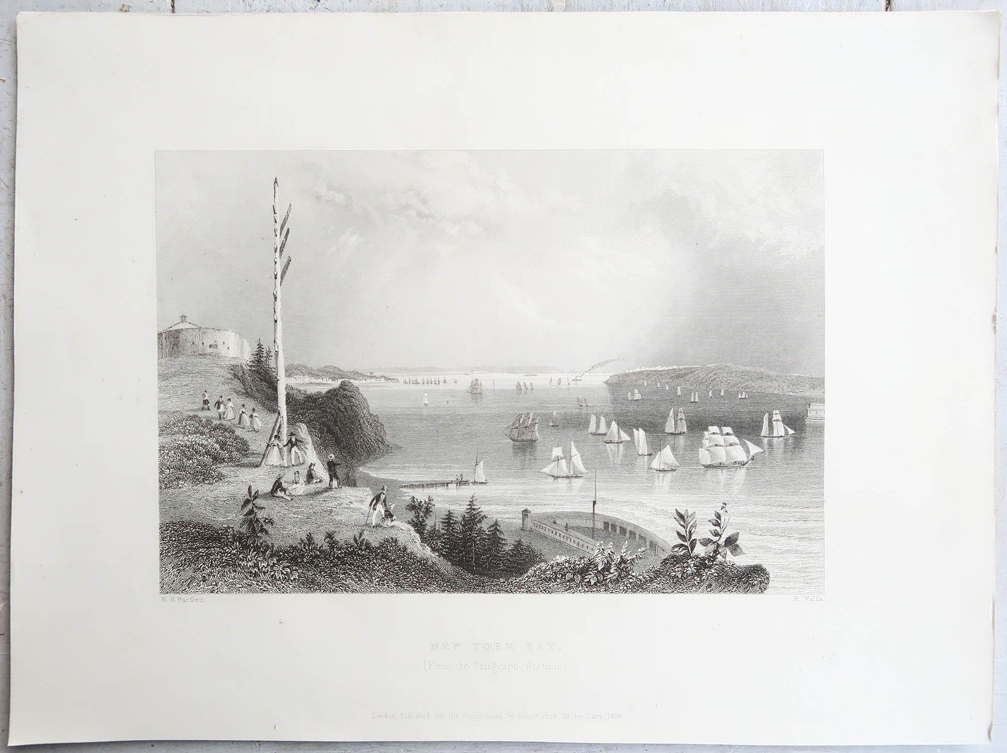 Grabado original antiguo de la ciudad de Nueva York. Fechado en 1838 Otro en venta