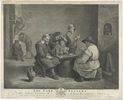 Original Antique Print of People Playing Cards in the Early 18th Century, 1751