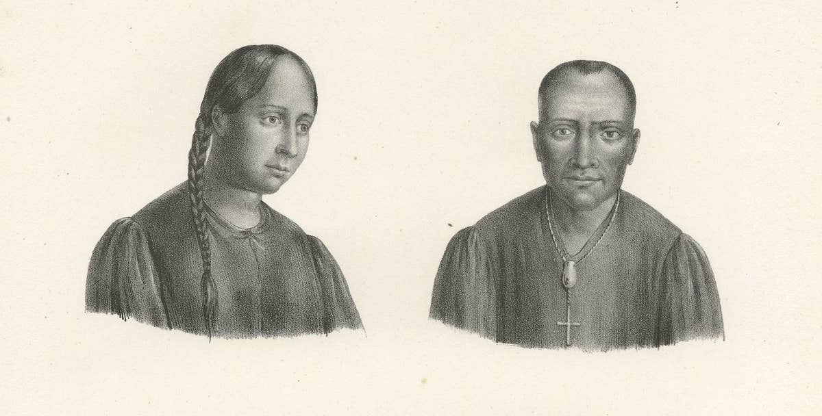 Original Antique Print of Peruvians, Natives of Peru