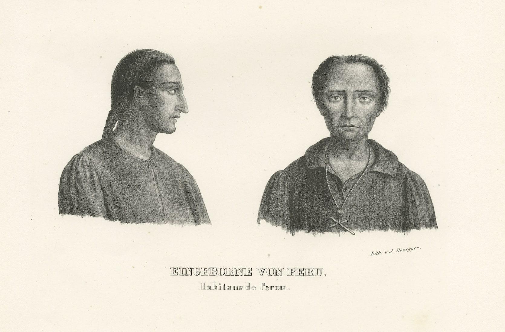XIXe siècle Impression ancienne d'origine des Péruviens, Natifs du Pérou en vente