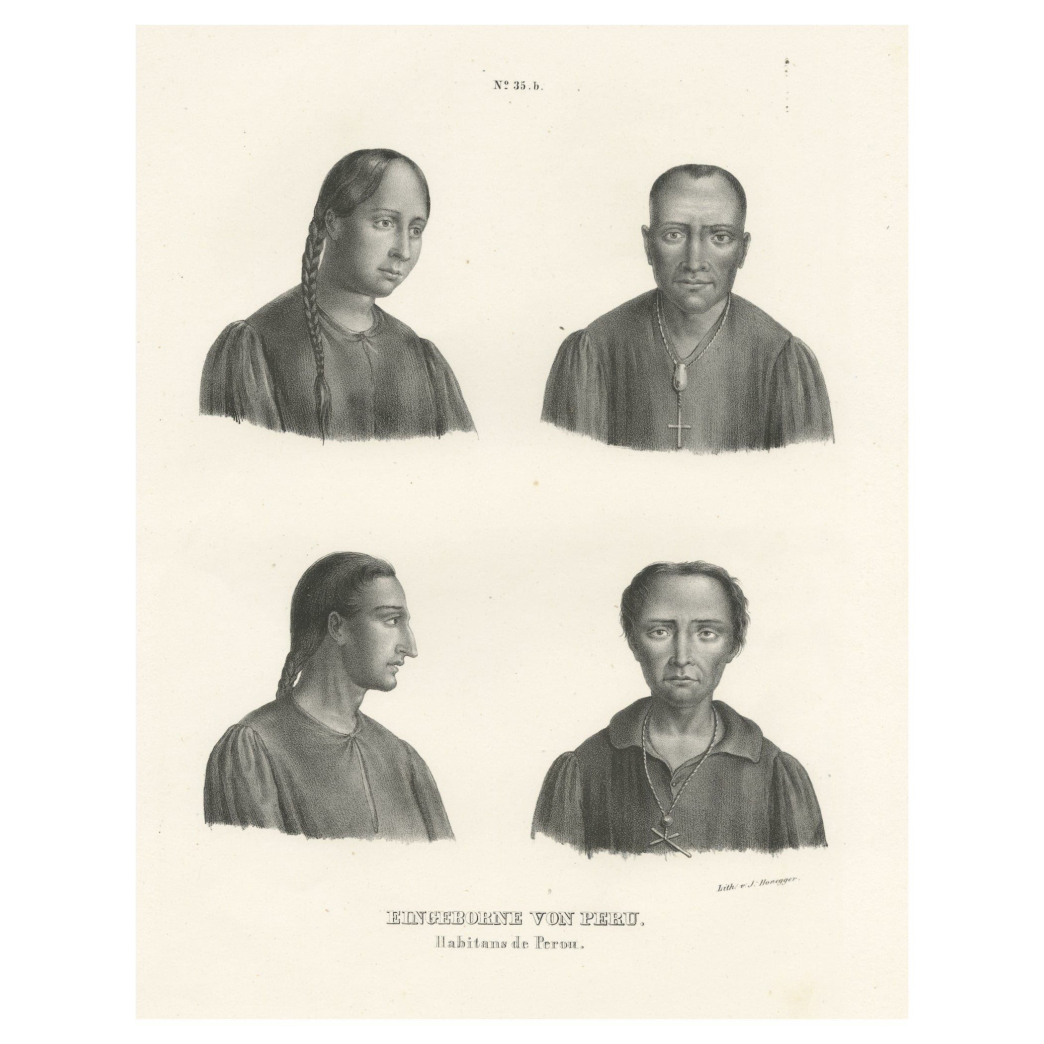 Original Antique Print of Peruvians, Natives of Peru For Sale