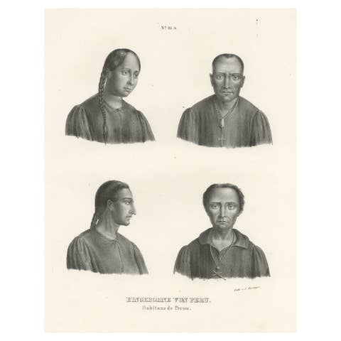 Original Antique Print of Peruvians, Natives of Peru