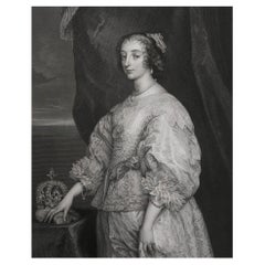 Original Antiker Druck von Königin Henrietta Maria nach Van Dyck. C.1850