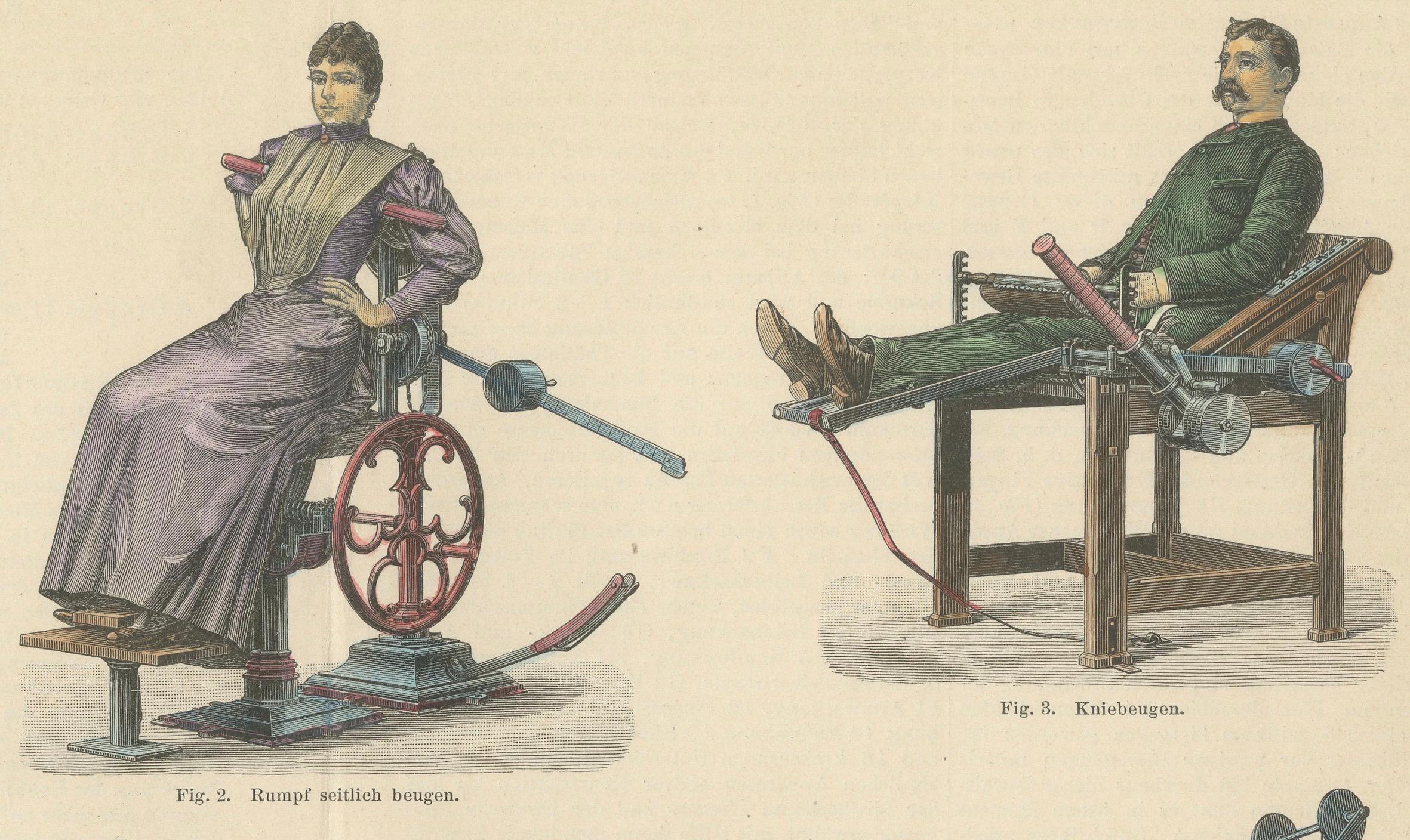 Original Antique Print of Remedial Gymnastics or Fitness Equipment, 1897 For Sale 2