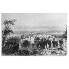 Original Antique Print of Rhodes, Greece Dated 1846
