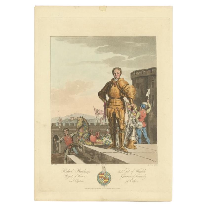 Original Antique Print of Richard Beauchamp, 5th Earl of Warwick, 1812 For Sale