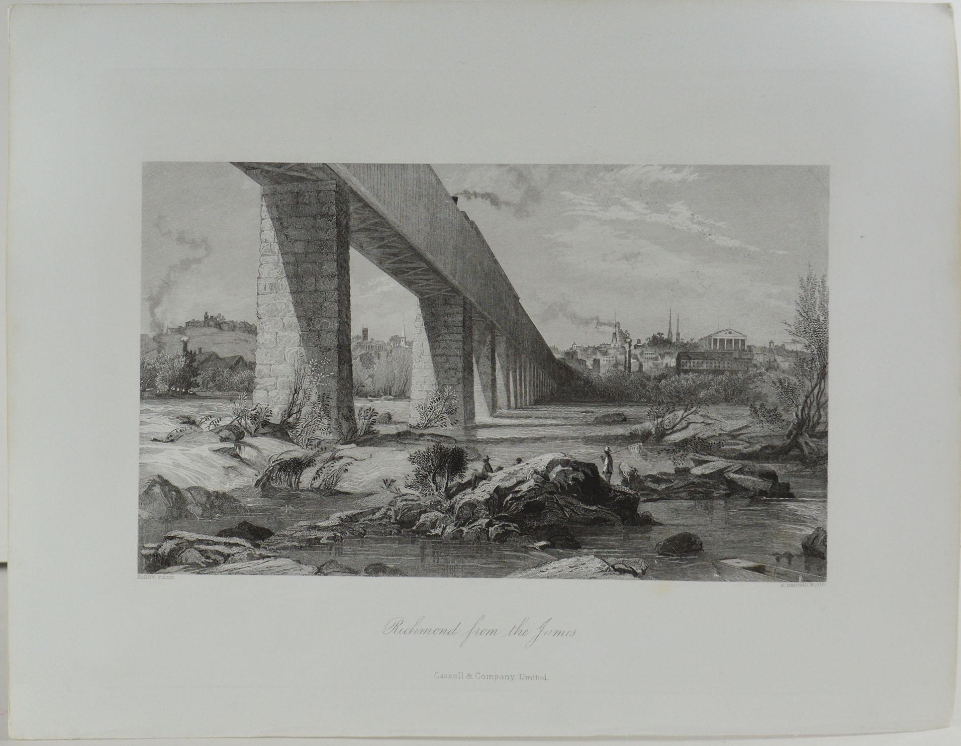 Great print of Richmond, Virginia

Steel engraving after the original drawing by H.Fenn

Published, circa 1870

Unframed.
  