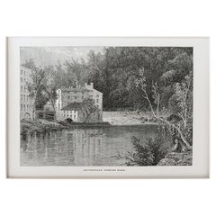 Original Antique Print of Ridele
s Bank Cotton Mills, Pennsylvania, C.1870