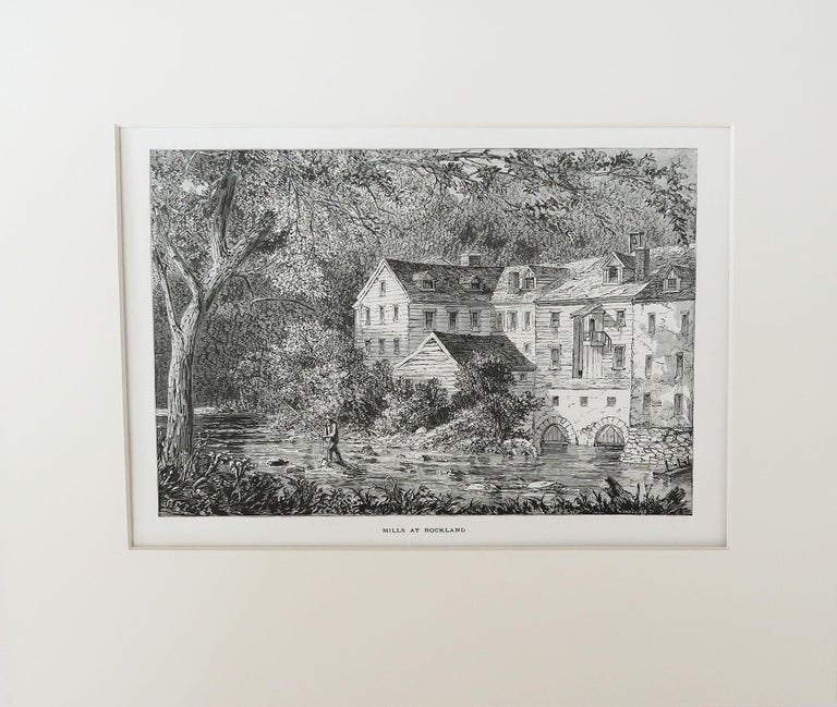 Original Antique Print of Rockland Mills, Delaware, C.1870 For Sale at