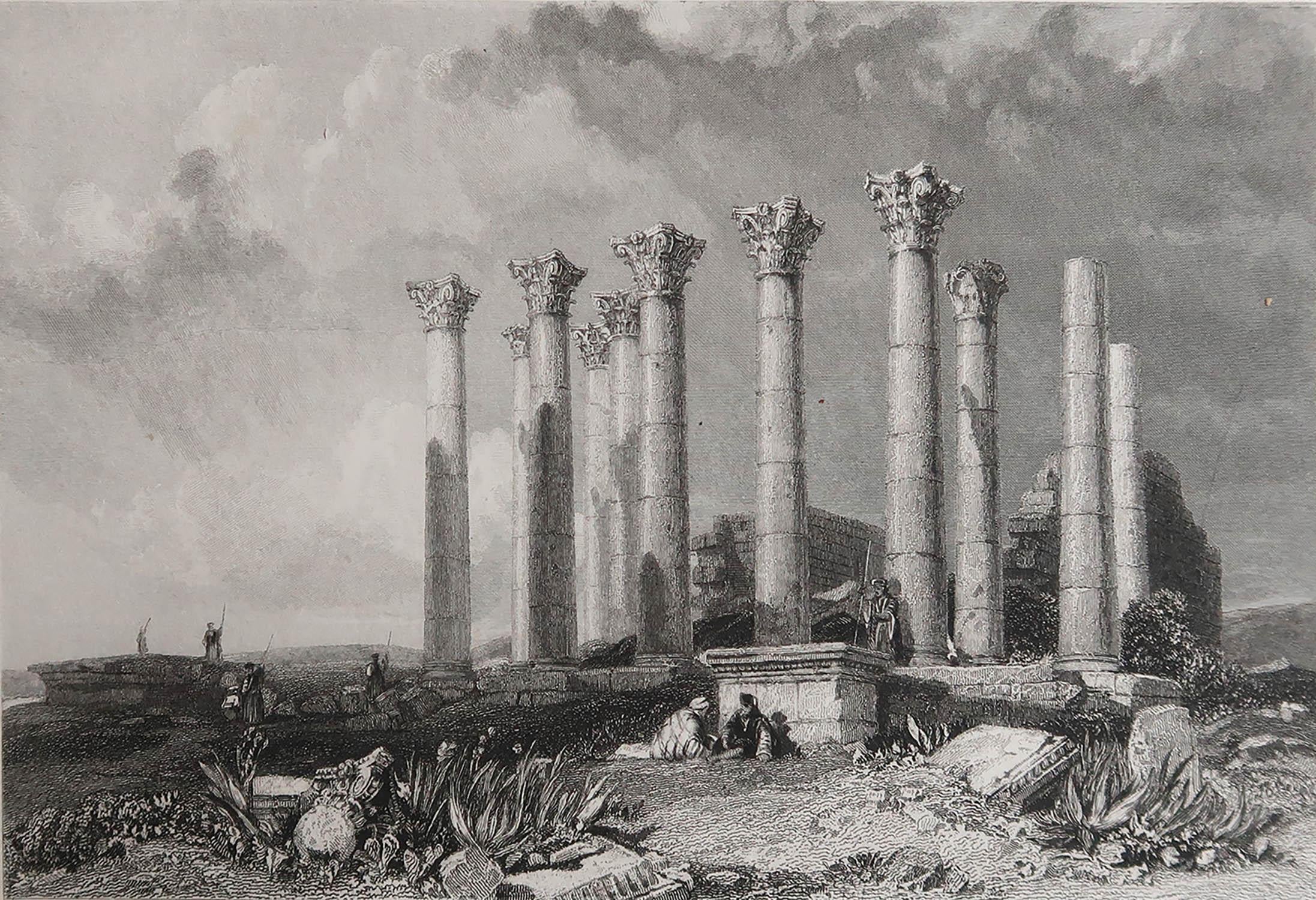 Wonderful image of The Temple of Artemis

Fine steel engraving after J.D Harding

Published by John Murray & Son, London. Dated 1836

Unframed.

.