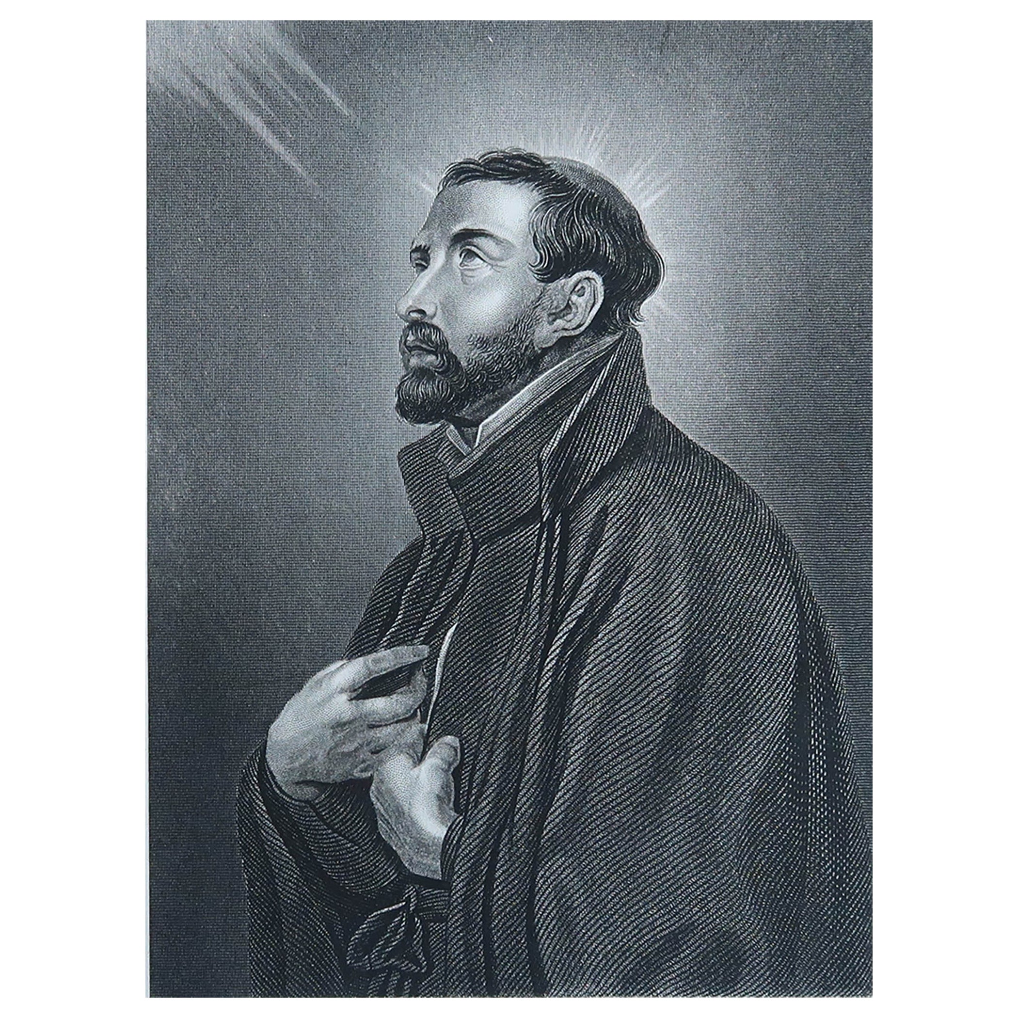 Original Antique Print of St Francis Xavier, C.1850