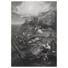 Original Antique Print of St. George And The Dragon after Tintoretto. C.1850