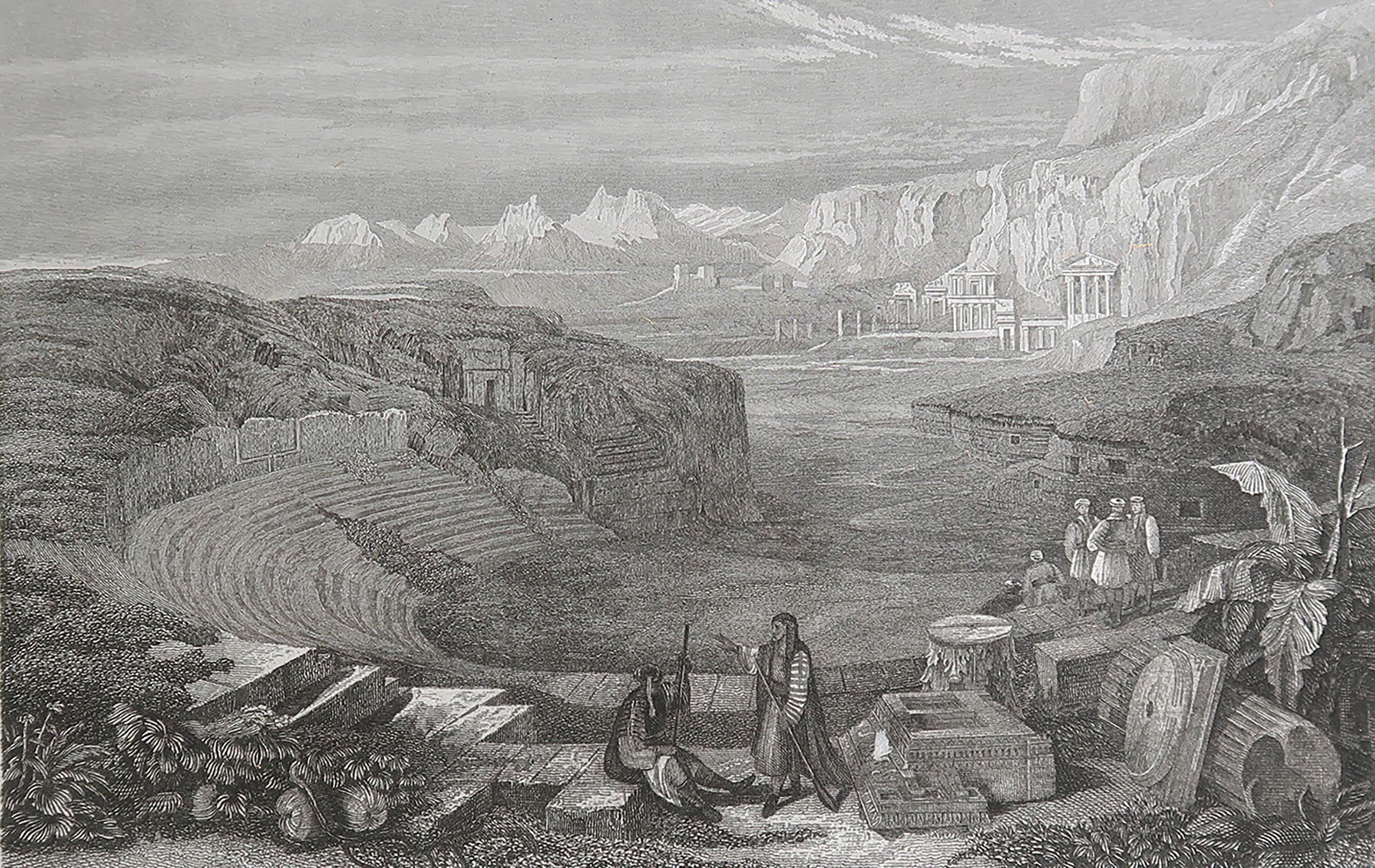 Original Antique Print of the Ancient City of Petra After David Roberts c 1840