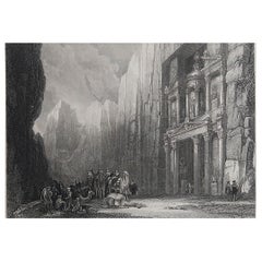 Original Antique Print of the Ancient City of Petra After David Roberts c 1850