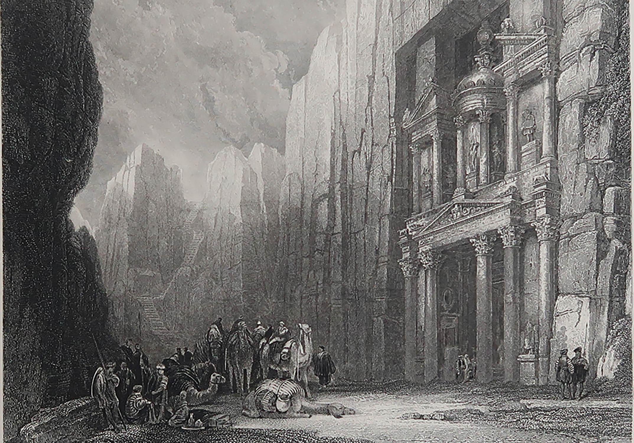 Wonderful image of Petra, Jordan

Fine steel engraving after David Roberts

Published circa 1850

The measurement given is the paper size

Unframed.

