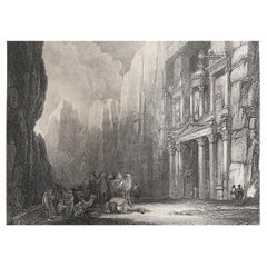Original Antique Print of the Ancient City of Petra After David Roberts, C.1850
