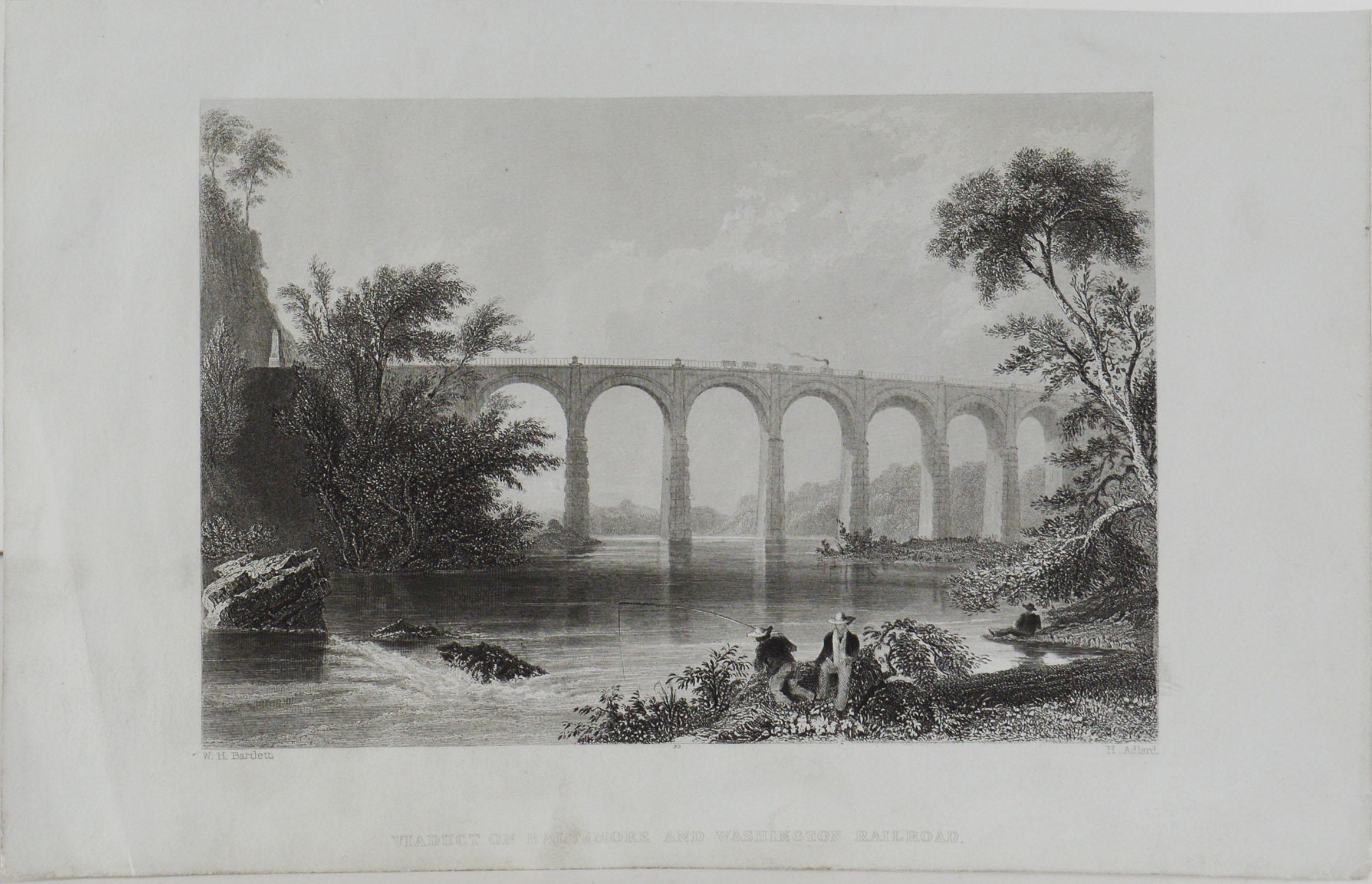 Great print of the Baltimore-Washington Railroad

Steel engraving after the original drawing by W.H Bartlett

Published circa 1850

Unframed.
 