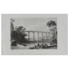 Original Antique Print of the Baltimore-Washington Railroad, circa 1850