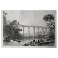 Impression ancienne originale du chemin de fer Baltimore-Washington, datant d'environ 1850