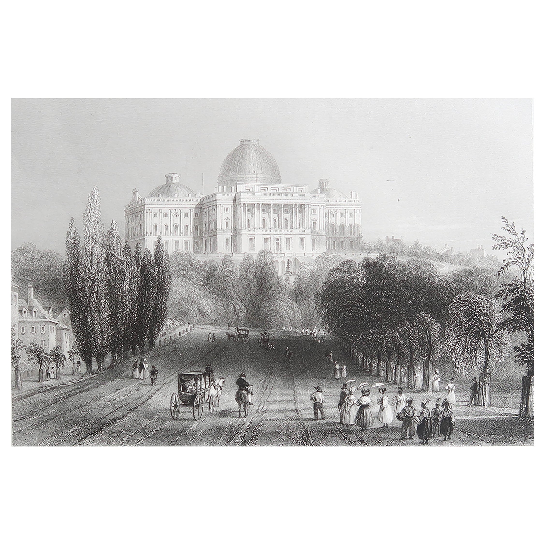 Original Antique Print of The Capitol, Washington DC. Dated 1837