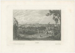 Original Antique Print of the City of Madrid, Spain