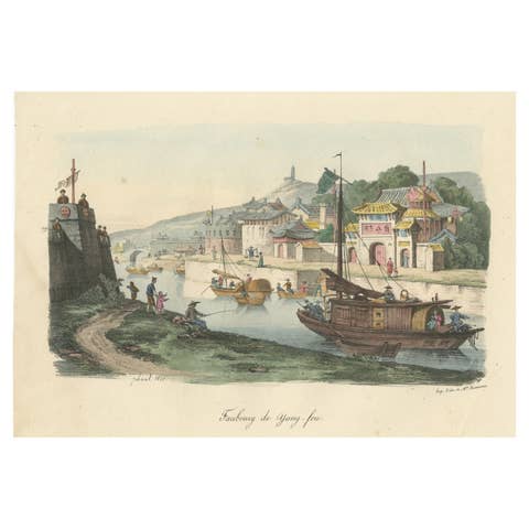 Original Antique Print of the city of Yang-Tcheou, China