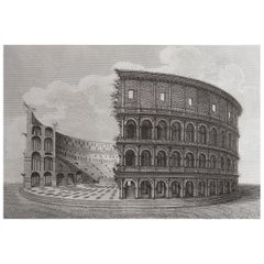 Original Antique Print of The Coliseum, Rome. Italy. Dated 1810