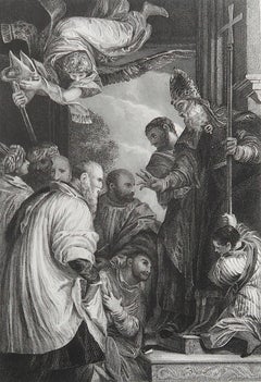 Original Antique Print of The Consecration of St.Nicholas After Veronese. C.1850