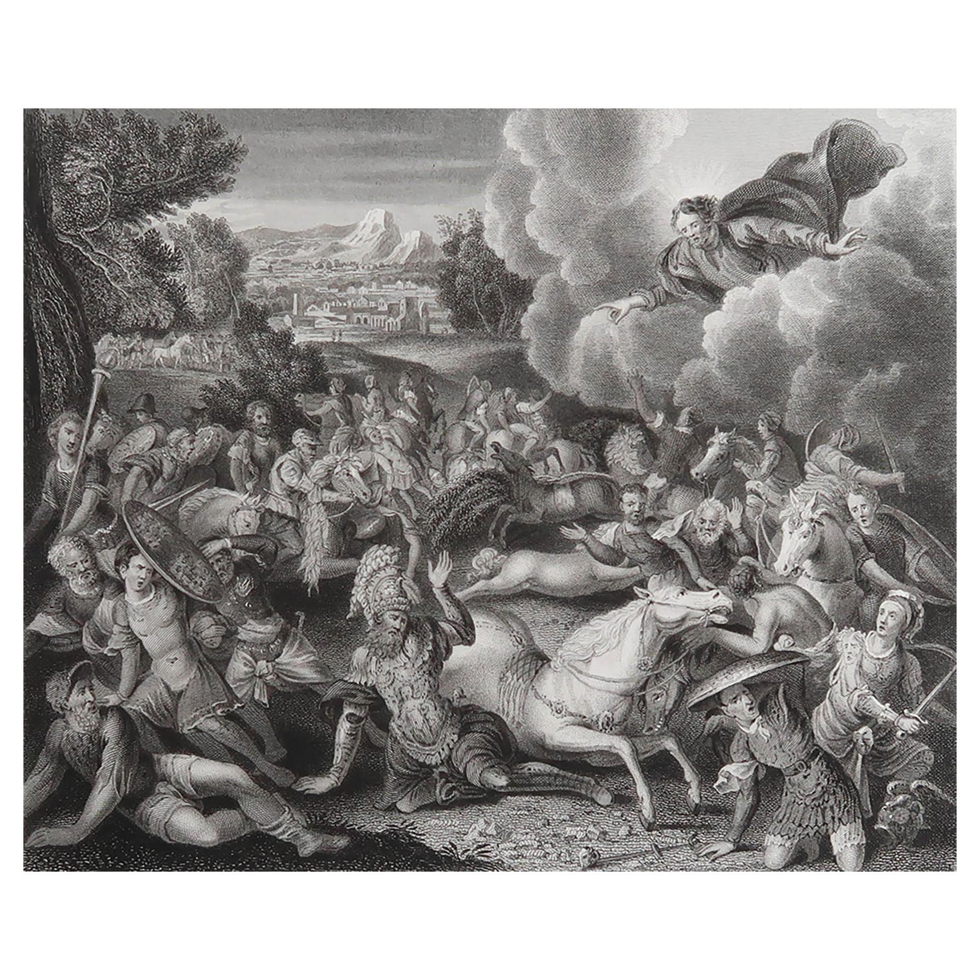Stampa antica originale de La Conversione di Paul dopo Di Ferrara. C.1850
