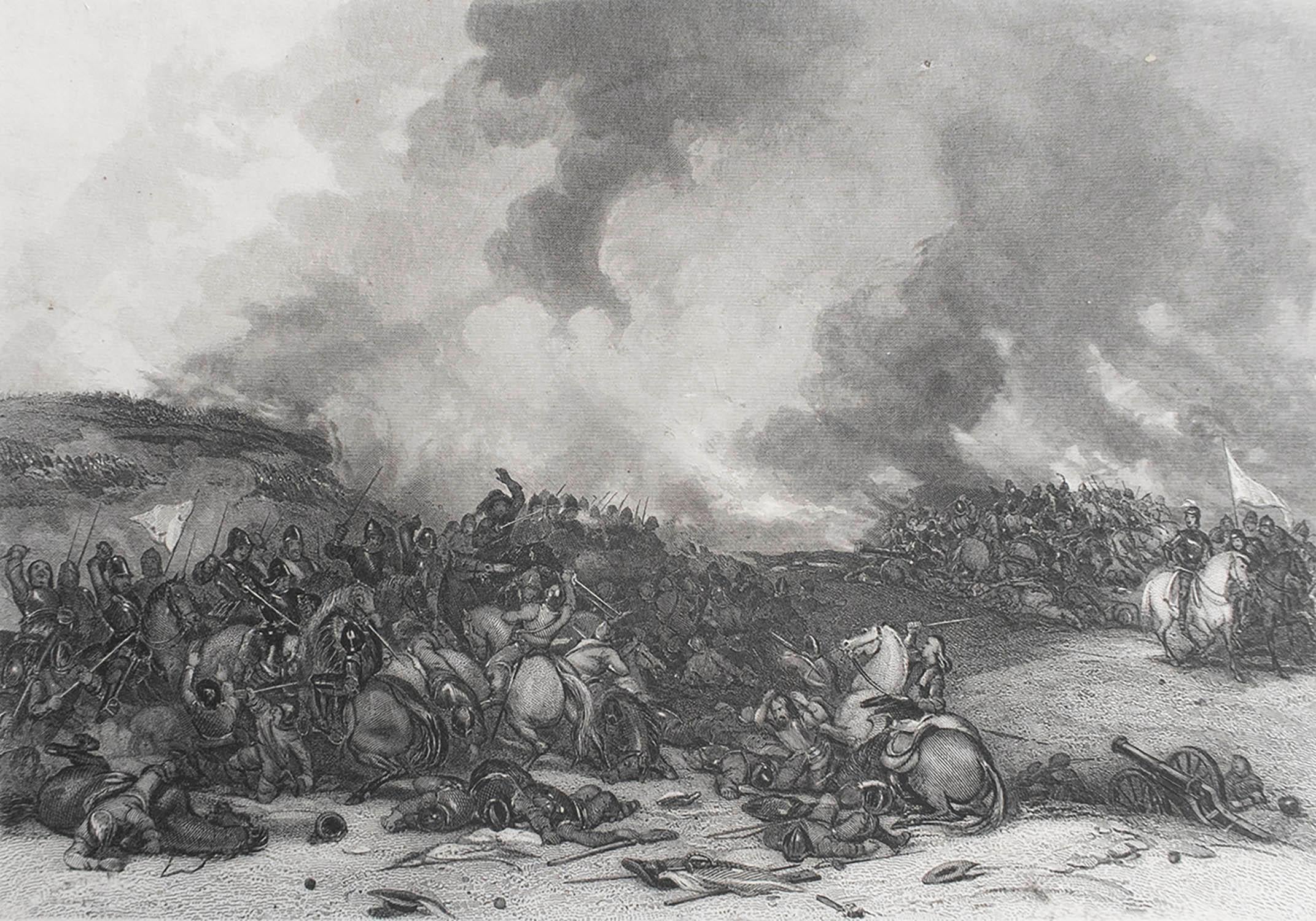 Great image of The Battle of Naseby

Fine steel engraving after G.Cattermole

Published by Mackenzie C.1870

Unframed.

The size given is the paper size