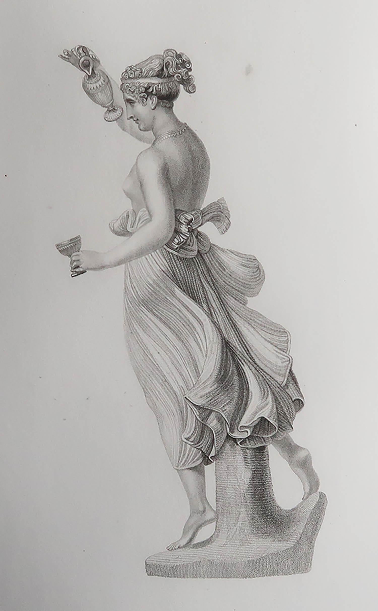 Wonderful image of Hebe

Fine steel engraving. 

Published by Fisher. Dated 1833

Unframed.

