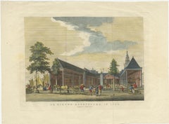 Stampa antica originale del 'Korenbeurs' ad Amsterdam, Paesi Bassi, 1787