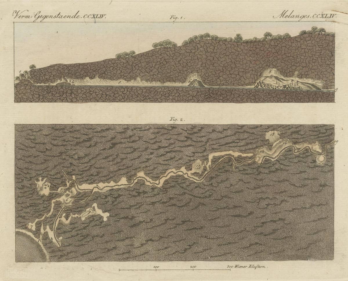 Original Antique Print of the Large Cave of Baradla Near Aggtelek in Hungary