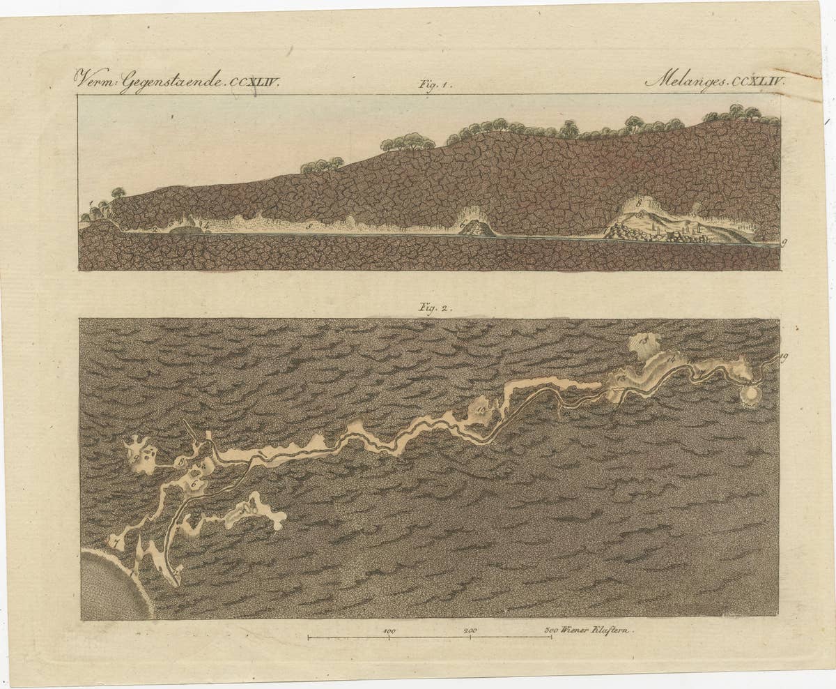 Original Antique Print of the Large Cave of Baradla Near Aggtelek in Hungary
