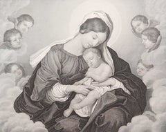 Original Antique Print of The Madonna And Child After Il Sassoferrato. C.1850