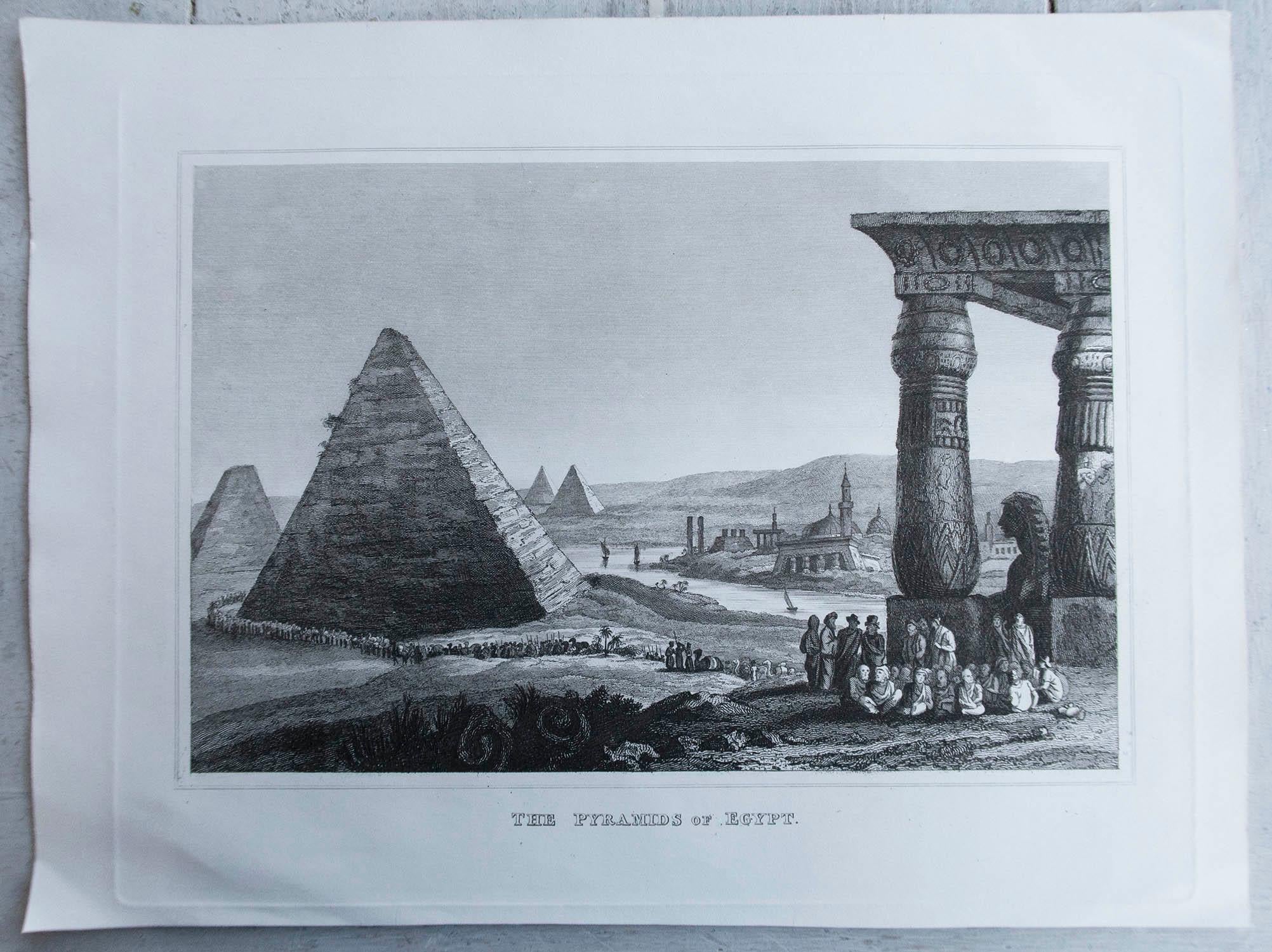Egyptian Original Antique Print of The Pyramids of Egypt. C.1820 For Sale