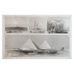 Original Antique Print of The Pyramids of Giza, Egypt. C.1850