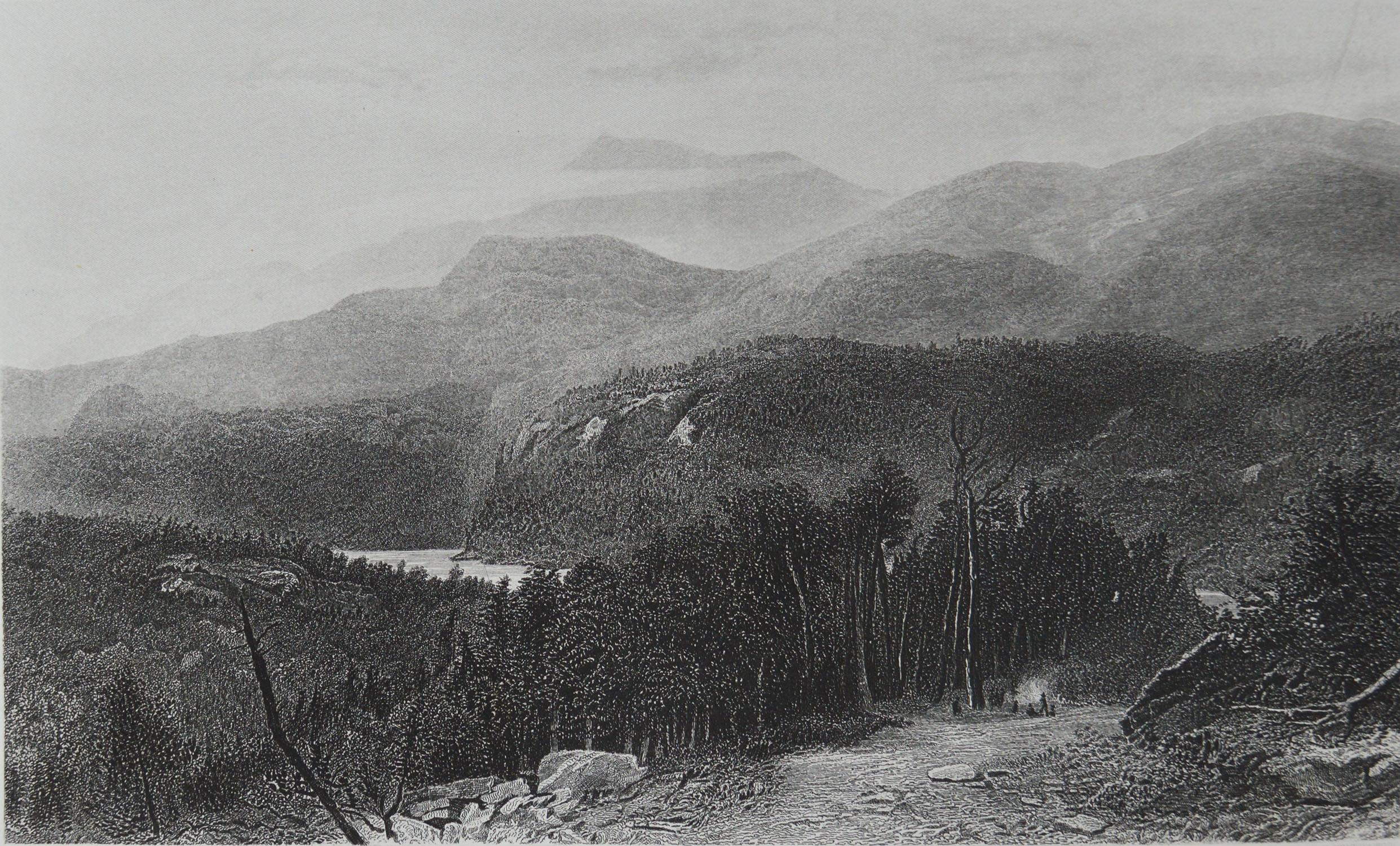 English Original Antique Print of The Smoky Mountains, North Carolina, circa 1870