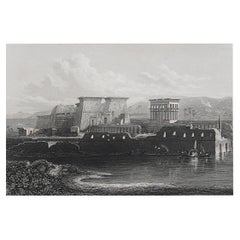 Original Antique Print of The Temple of Karnak, Egypt, circa 1850