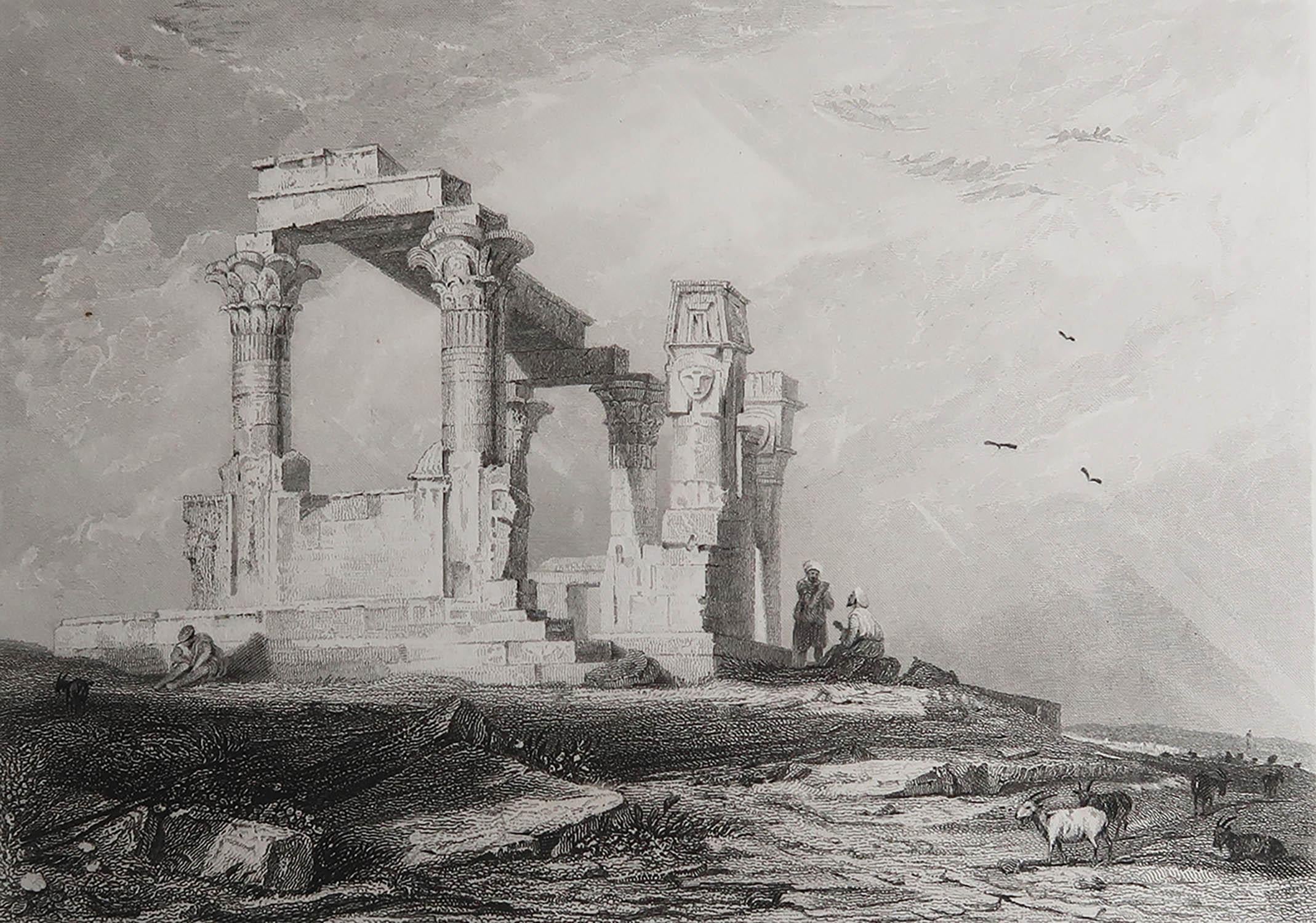 Wonderful image of the Temple of Philae

Fine steel engraving after A.W Callcott

Published by J. Murray. Dated 1834

Unframed.

 