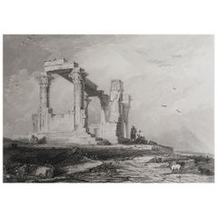 Original Antique Print of The Temple of Philae, Egypt. Dated 1834