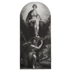 Impression ancienne originale de la vision de St.Jerome d'après Parmigianino. C.1850