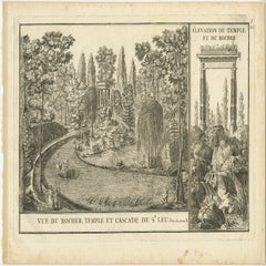 Original Antique Print of the Waterfall of Saint-Leu in France, 1776