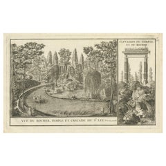 Original antiker Originaldruck des Wasserfalles von Saint-Leu in Frankreich, 1776